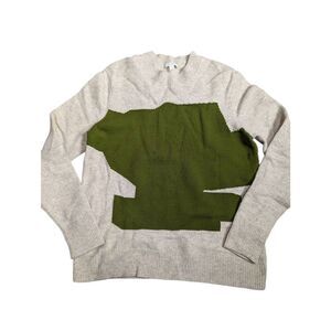 COS men's wool color block knitted crew neck sweater Small